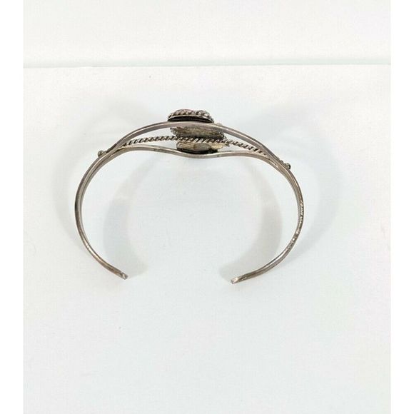 Southwestern Turquoise dual Stone Cuff Bracelet - Sterling Silver vintage - Picture 6 of 11